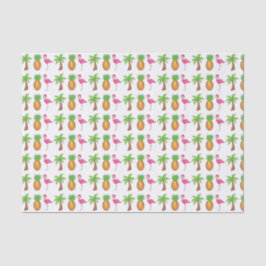 Tropisch roze flamingo Green Palm Tree Pineappel Tissuepapier