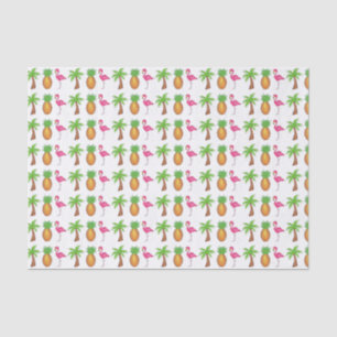 Tropisch roze flamingo Green Palm Tree Pineappel Tissuepapier