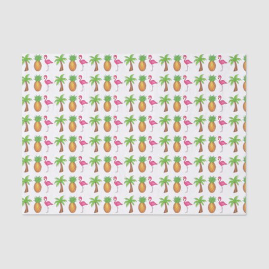 Tropisch roze flamingo Green Palm Tree Pineappel Tissuepapier (Voorkant)