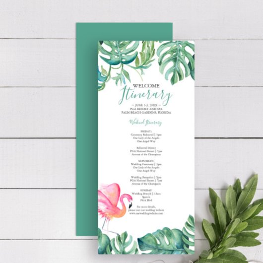 Tropisch roze flamingo Greenery Weddenrenroute