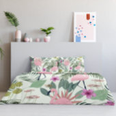 Tropisch roze flamingo groen blad uniek kussensloop