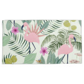 Tropisch roze flamingo groen blad uniek kussensloop (Voorkant-Rechts)