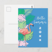 Tropisch roze flamingo Hallo zomer Briefkaart (Voorkant / Achterkant)
