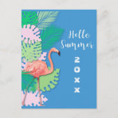 Tropisch roze flamingo Hallo zomer Briefkaart (Voorkant)