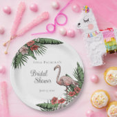 Tropisch Roze Flamingo Hibiscus Bruidsmeisjesfeest Papieren Bordje (Feest)