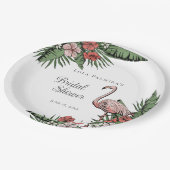 Tropisch Roze Flamingo Hibiscus Bruidsmeisjesfeest Papieren Bordje (Gekanteld)