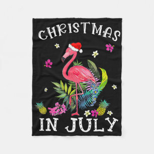 Tropisch Roze Flamingo Kerstmis In Juli Zomer 1 Fleece Deken