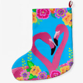 Tropisch Roze Flamingo Kleurrijke Florida Leuk Mod Grote Kerstsok (Achterkant)