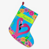 Tropisch Roze Flamingo Kleurrijke Florida Leuk Mod Grote Kerstsok (Voorkant (Hangend))