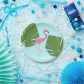 Tropisch Roze Flamingo Luau Party Papieren Bordje (Feest)