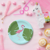 Tropisch Roze Flamingo Luau Party Papieren Bordje (Feest)