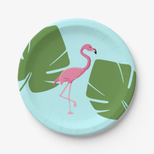 Tropisch Roze Flamingo Luau Party Papieren Bordje