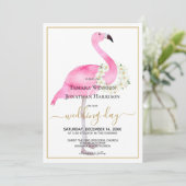Tropisch roze flamingo Magnolias Beach Weddenschap Kaart (Staand voorkant)