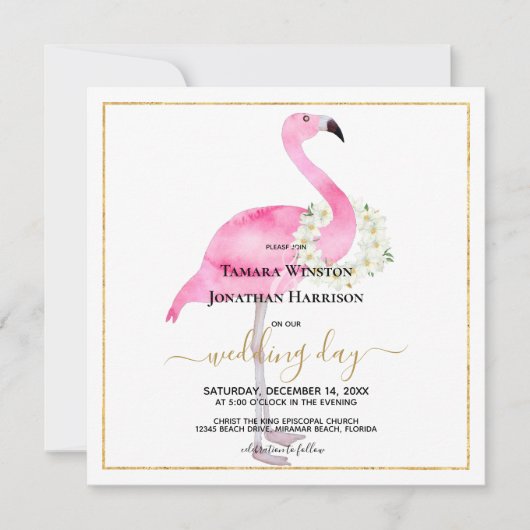 Tropisch roze flamingo Magnolias Beach Weddenschap Kaart (Voorkant)