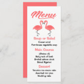 Tropisch Roze Flamingo Menu Bruiloft, Feest Luau (Voorkant / Achterkant)