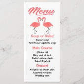 Tropisch Roze Flamingo Menu Bruiloft, Feest Luau (Voorkant)