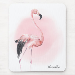 Tropisch Roze Flamingo met Naam Muismat