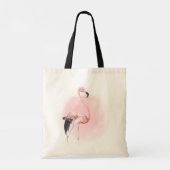Tropisch Roze Flamingo met Naam Tote Bag (Achterkant)