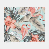 Tropisch roze flamingo met orchidee bloemen en lea fleece deken (Voorkant (Horizontaal))