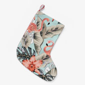 Tropisch roze flamingo met orchidee bloemen en lea kleine kerstsok (Voorkant (Hangend))