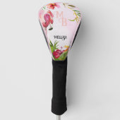 Tropisch roze flamingo Monogram Golfheadcover (Voorkant)