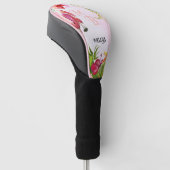 Tropisch roze flamingo Monogram Golfheadcover (Schuin)