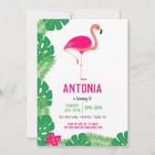 Tropisch Roze Flamingo Mooi Verjaardagsfeest Kaart (Voorkant)