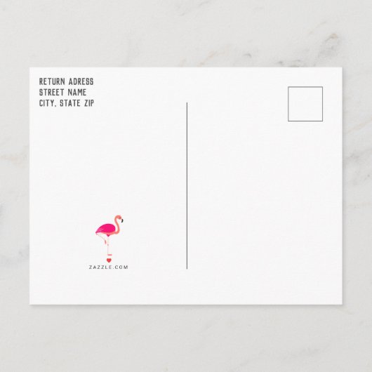 Tropisch Roze Flamingo Mooie Verjaardag Uitnodiging Briefkaart (Achterkant)