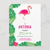 Tropisch Roze Flamingo Mooie Verjaardag Uitnodiging Briefkaart (Voorkant)