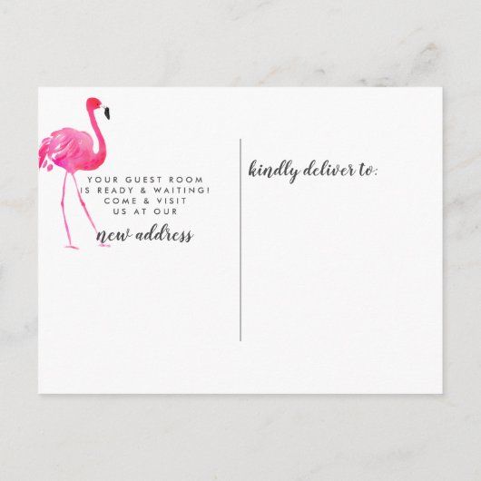 Tropisch roze Flamingo Moving Announge Aankondigingskaart (Achterkant)