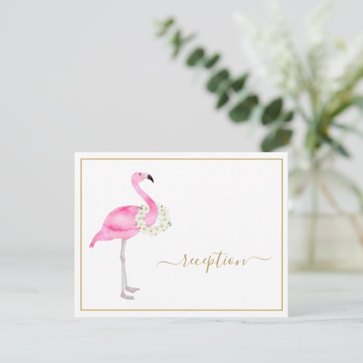 Tropisch roze flamingo No Gifts Reception Party Kaart (Staand voorkant)