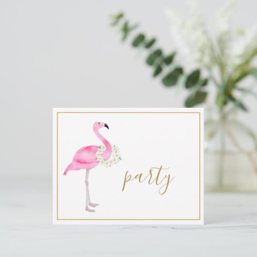 Tropisch roze flamingo No Gifts Reception Party Kaart (Staand voorkant)