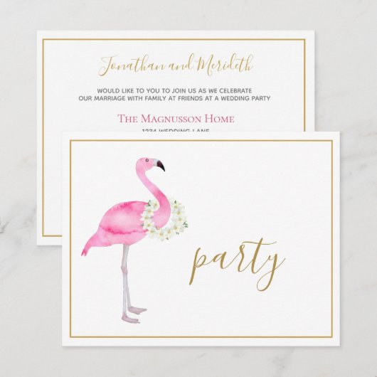 Tropisch roze flamingo No Gifts Reception Party Kaart (Voorkant / Achterkant)