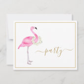 Tropisch roze flamingo No Gifts Reception Party Kaart (Voorkant)