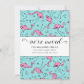 Tropisch roze flamingo op Aqua Moving Aankondiging (Voorkant)