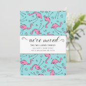 Tropisch roze flamingo op Aqua Moving Aankondiging (Staand voorkant)