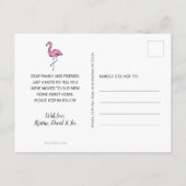 Tropisch roze flamingo op Aqua Moving Aankondigingskaart (Achterkant)