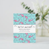 Tropisch roze flamingo op Aqua Moving Aankondigingskaart (Staand voorkant)