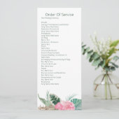 Tropisch Roze Flamingo Orde van de Dienst Wedding Kaart (Staand voorkant)