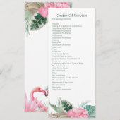 Tropisch Roze Flamingo Orde van de Dienst Wedding Kaart (Voorkant / Achterkant)