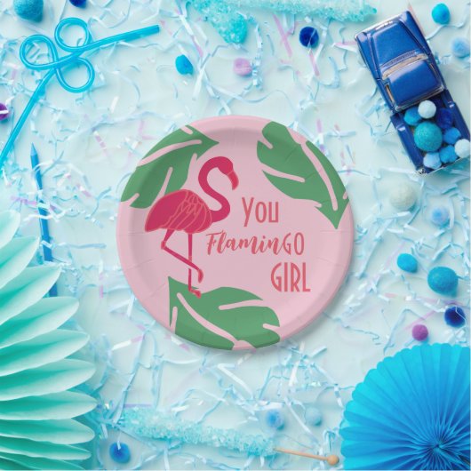 Tropisch Roze Flamingo Papieren Bordje (Feest)