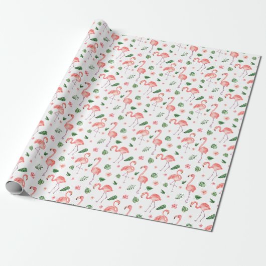 Tropisch roze Flamingo patroon Cadeaupapier (Uitgerold)