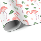 Tropisch roze Flamingo patroon Cadeaupapier (Rol Hoek)