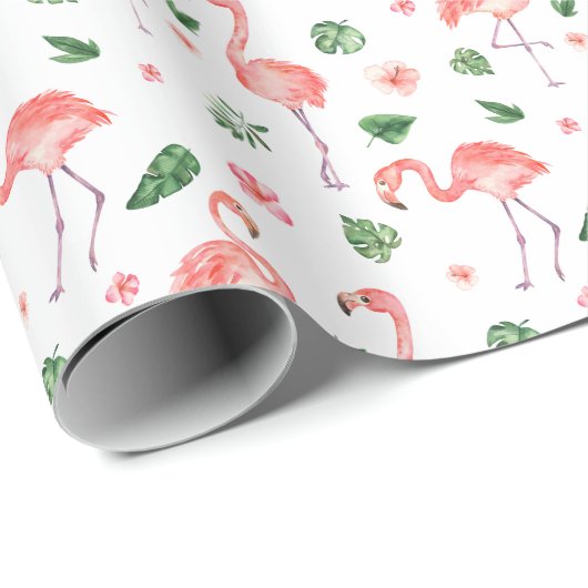 Tropisch roze Flamingo patroon Cadeaupapier (Rol Hoek)