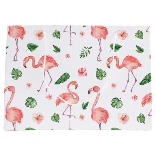 Tropisch roze Flamingo patroon Groot Cadeauzakje (Voorkant)