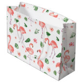 Tropisch roze Flamingo patroon Groot Cadeauzakje (Achterkant Gekanteld)
