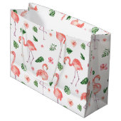 Tropisch roze Flamingo patroon Groot Cadeauzakje (Voorkant Gekanteld)