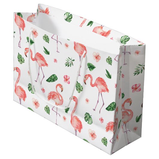 Tropisch roze Flamingo patroon Groot Cadeauzakje (Voorkant Gekanteld)