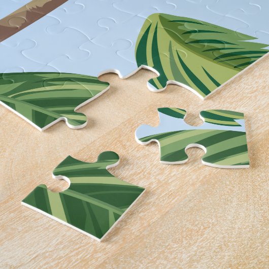 Tropisch roze Flamingo patroon Legpuzzel (Zijkant)