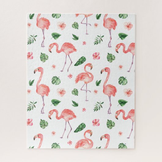 Tropisch roze Flamingo patroon Legpuzzel (Verticaal)